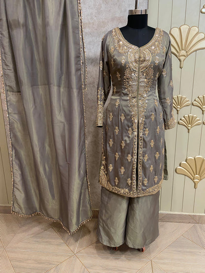 Purple Long Sharara Suit Dress Material