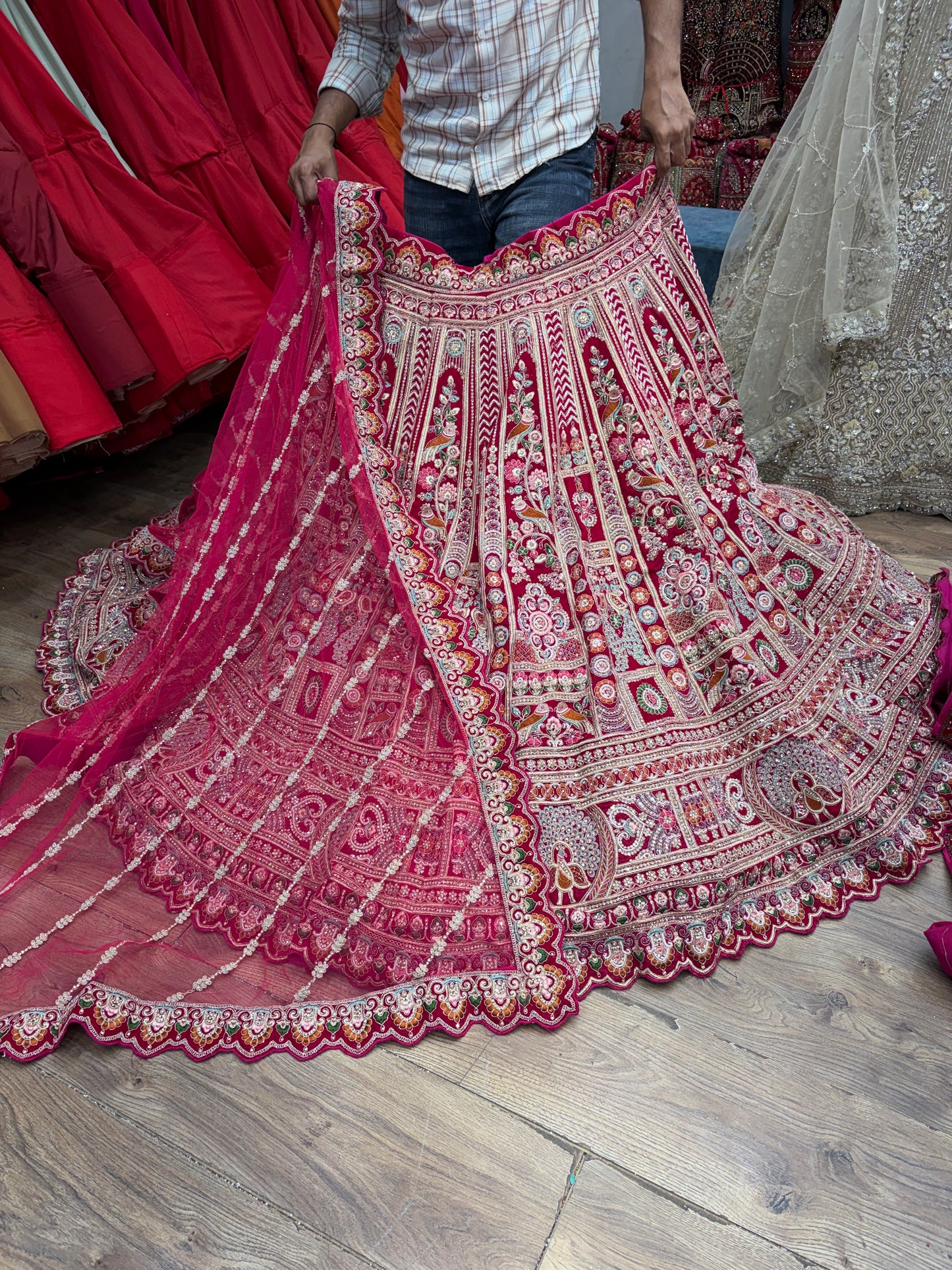 Rani pink Peacock Bridal Lehenga