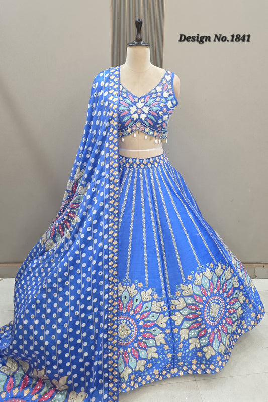 Blue PDP Crop Top Lehenga