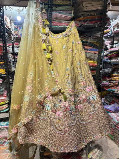 Eye catching yellow haldi mehendi Lehenga
