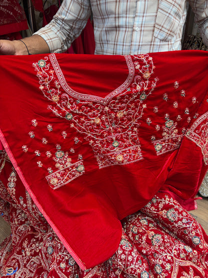 Red peacock Ball Bridal Lehenga
