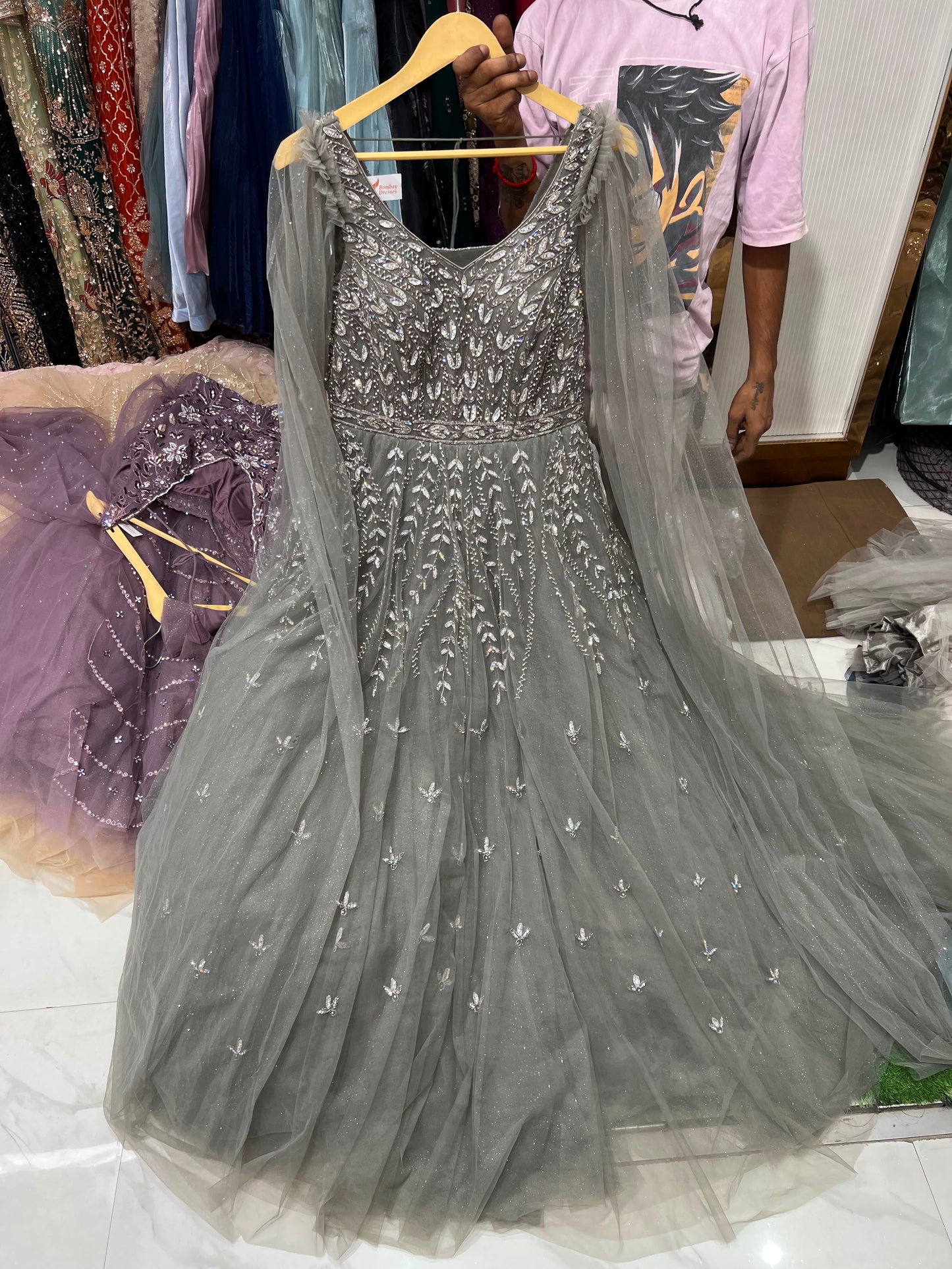 Silver Grey Designer Gown