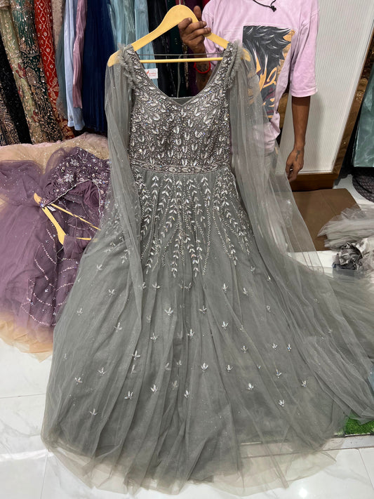 Silver Grey Designer Gown