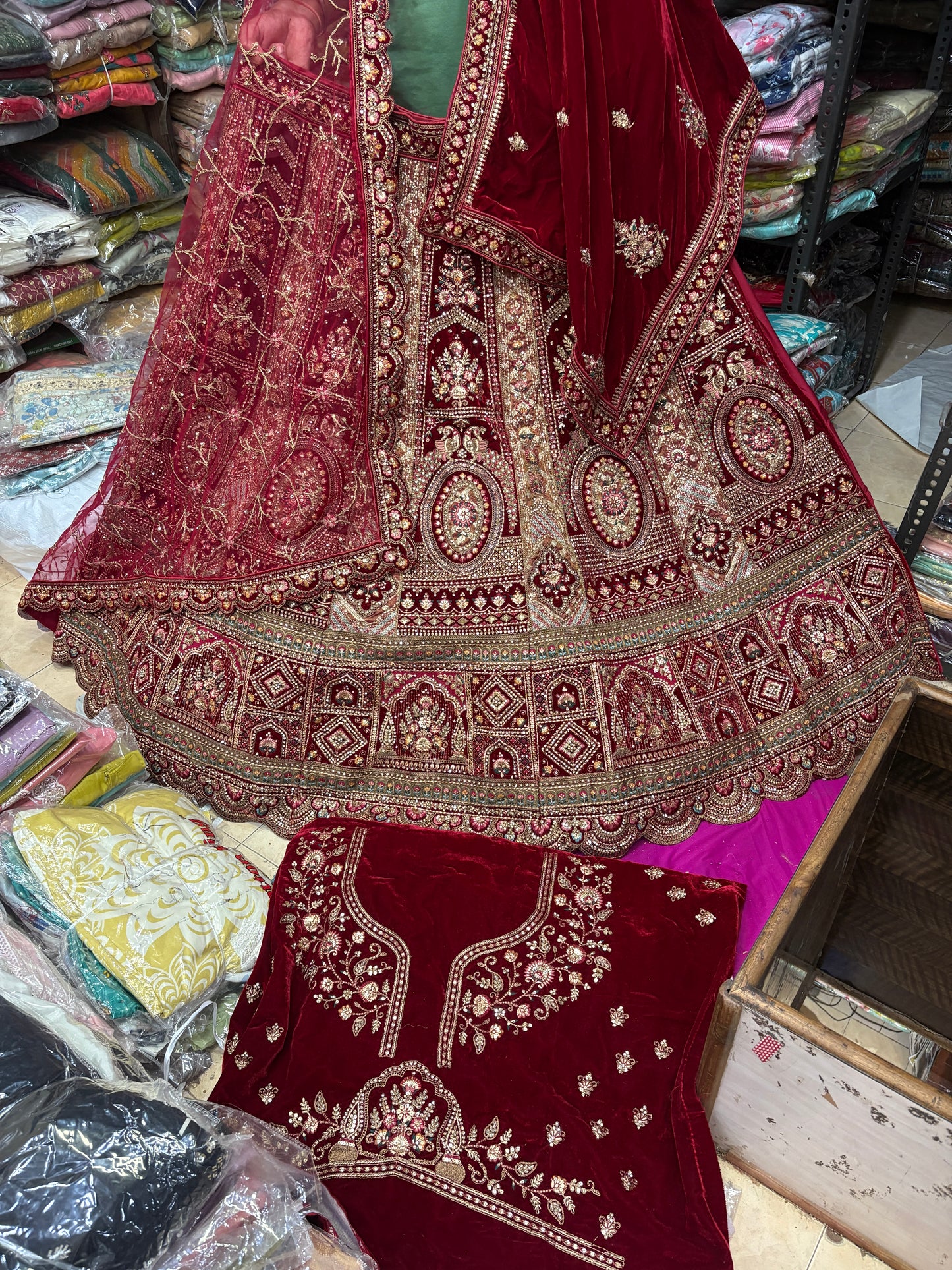 Lovely maroon bridal Lehenga