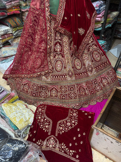 Lovely maroon bridal Lehenga