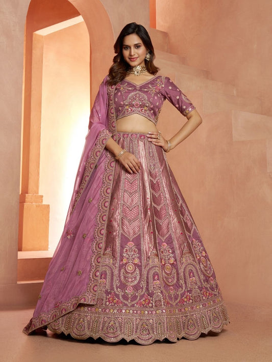 Pink Designer Crop Top Lehenga