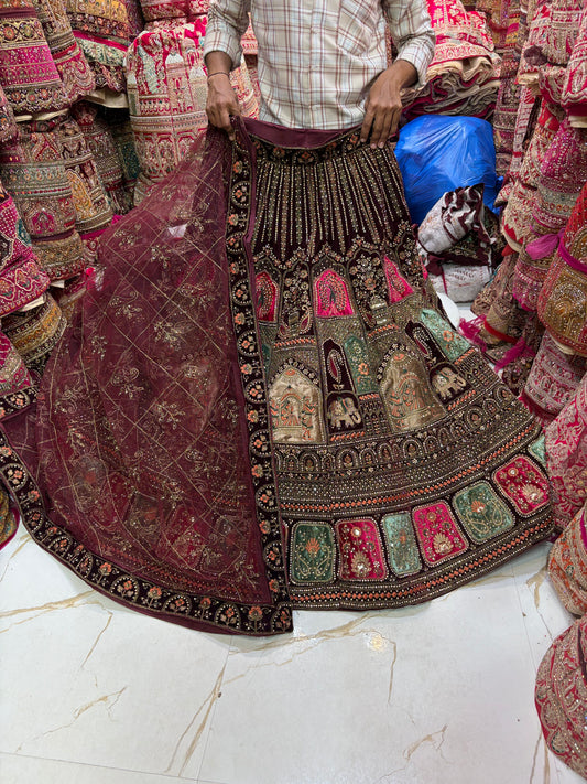 Dark Maroon Doli Barat bridal Lehenga