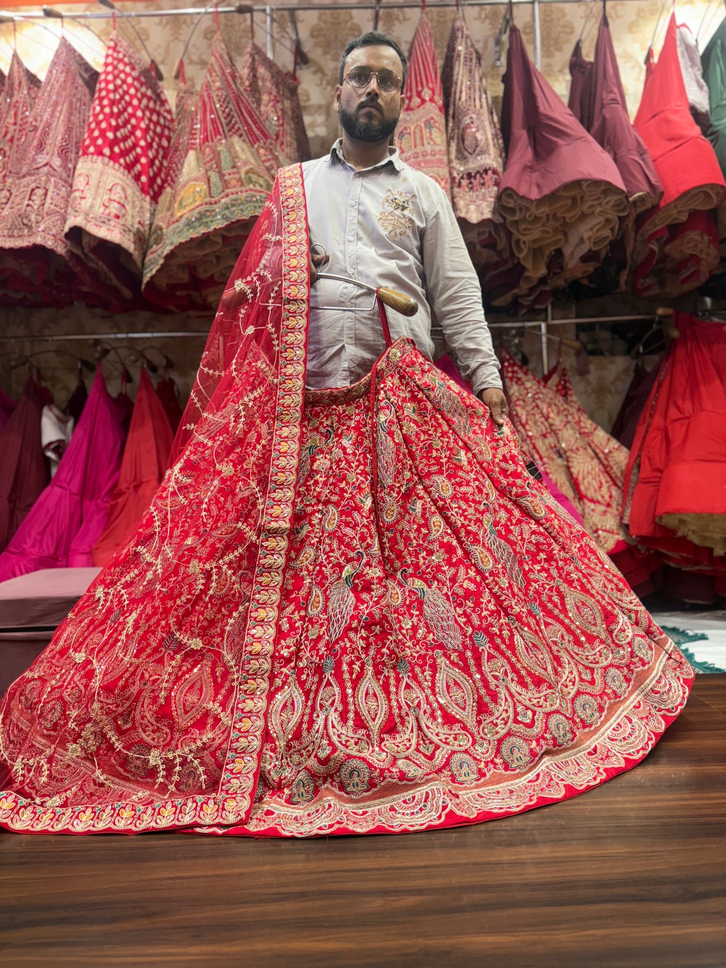Eye catching Rani pink peacock Bridal lehenga Happy Customer