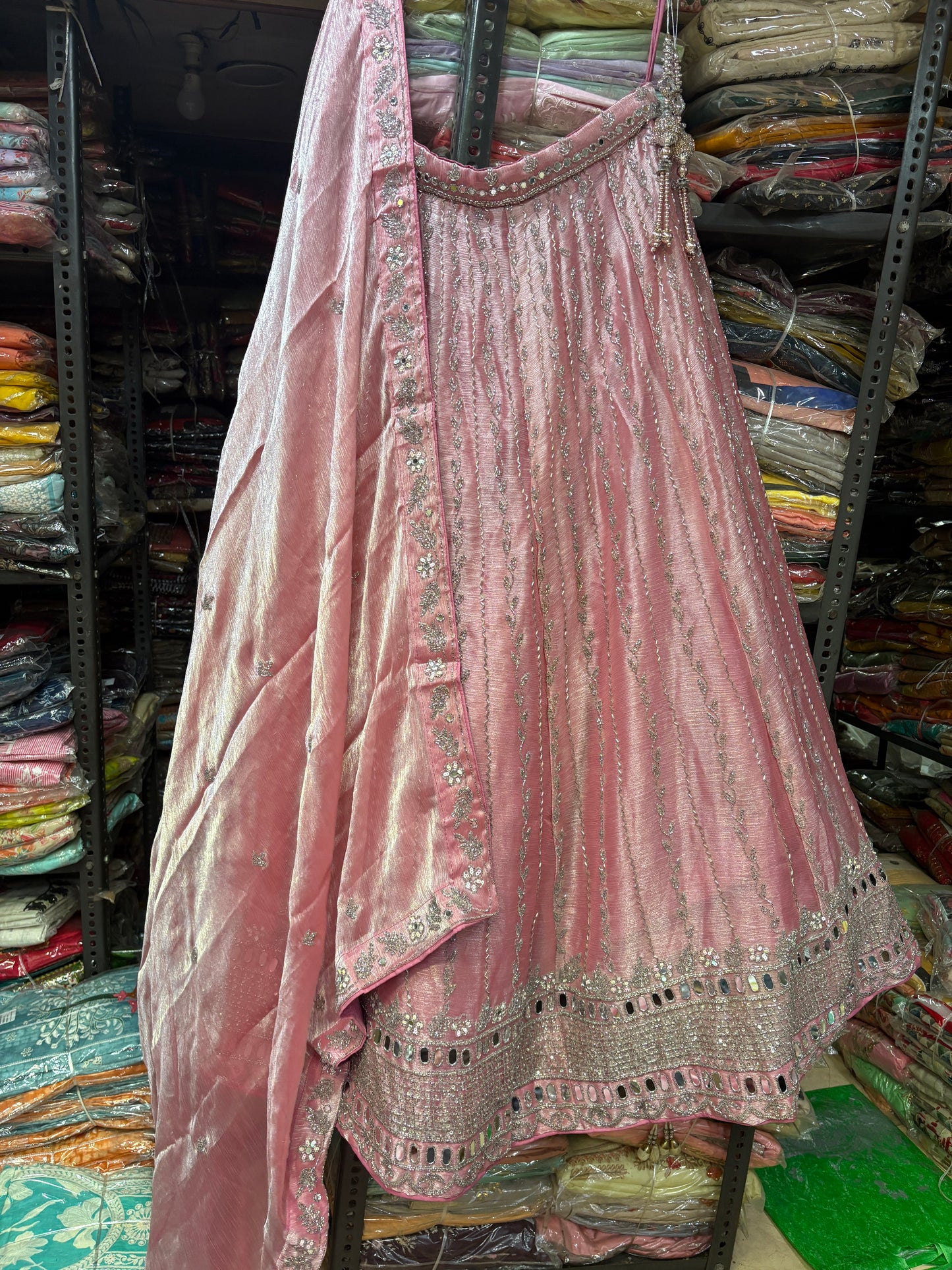 Attractive Pink Mirror Lehenga