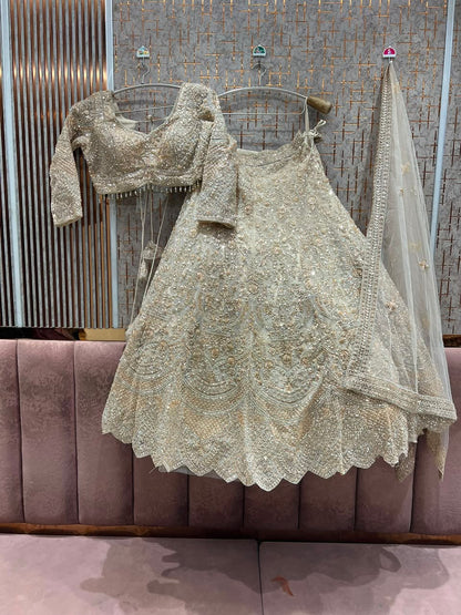 Pista Green Crop top Lehenga