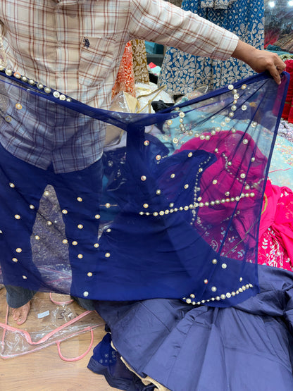 Dark Blue Peacock PDP Lehenga