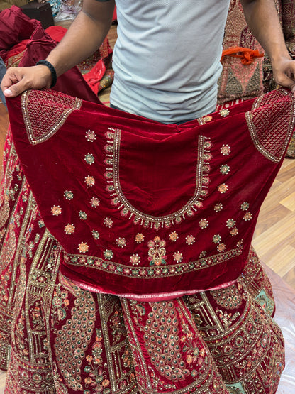 Maroon Peacock Ball Bridal Lehenga - Shopping World