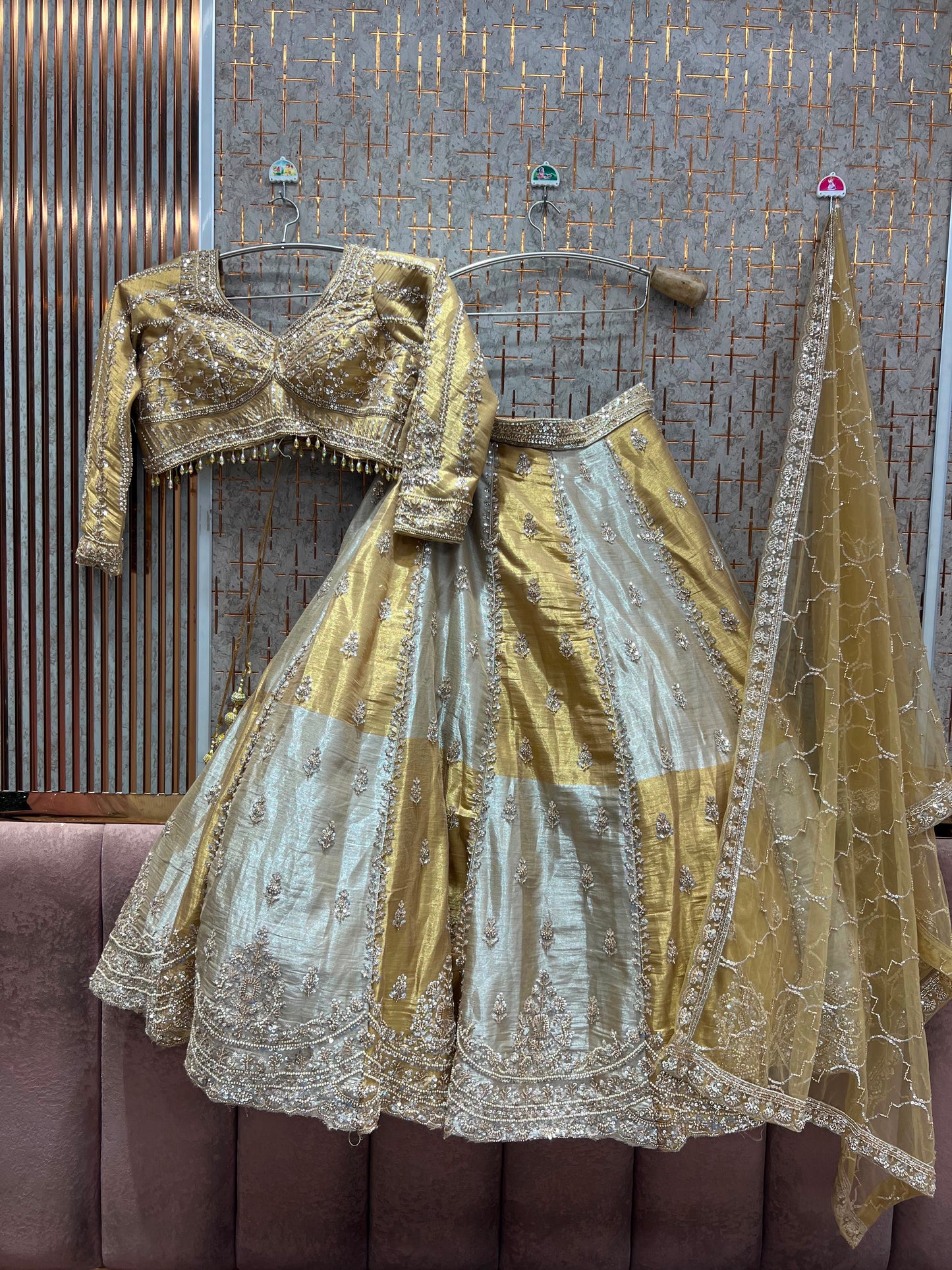 Silver Golden Crop Top Lehenga