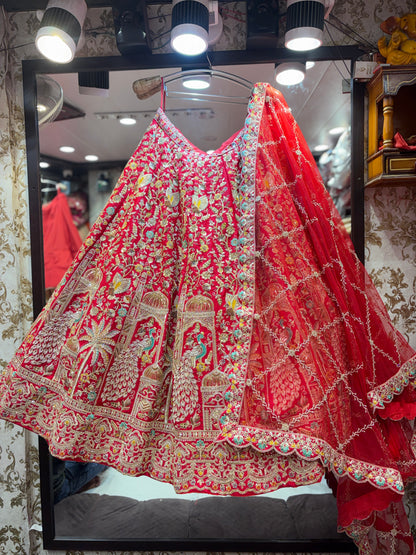 Lovely Rani pink peacock Lehenga