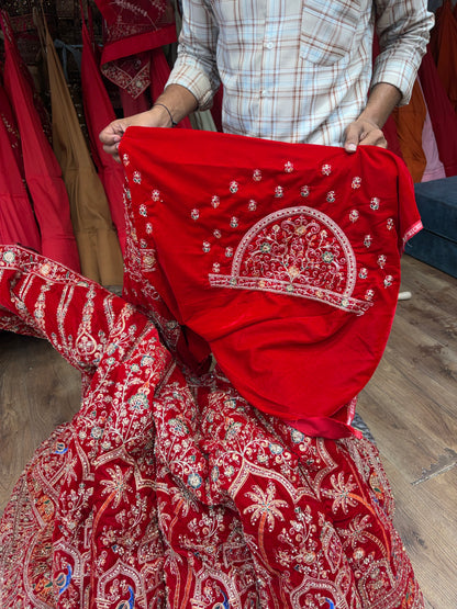 Red peacock Ball Bridal Lehenga