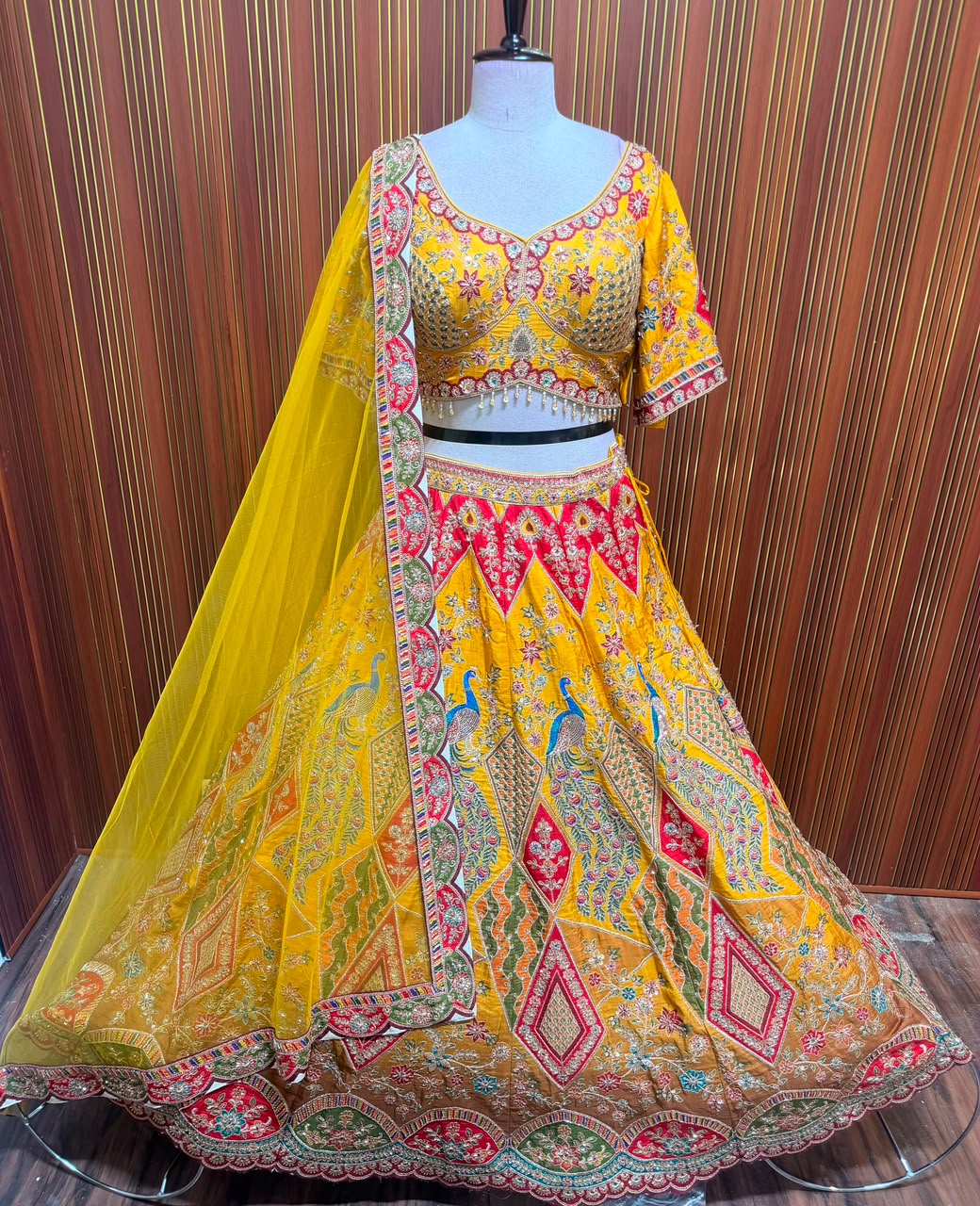 Yellow crop top Lehenga