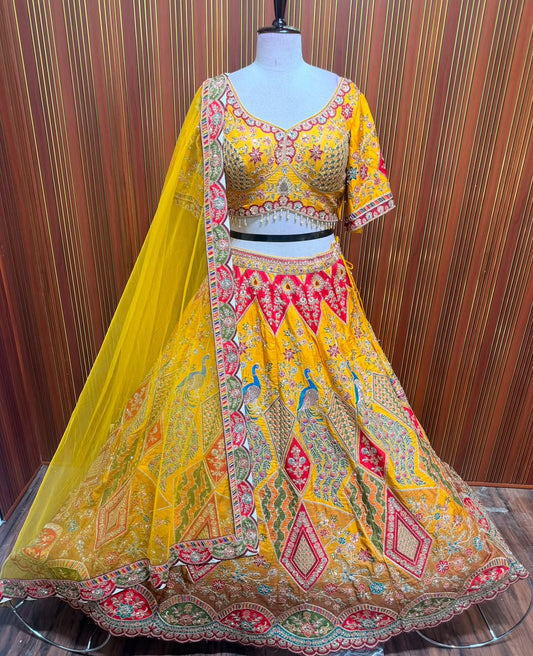 Yellow crop top Lehenga
