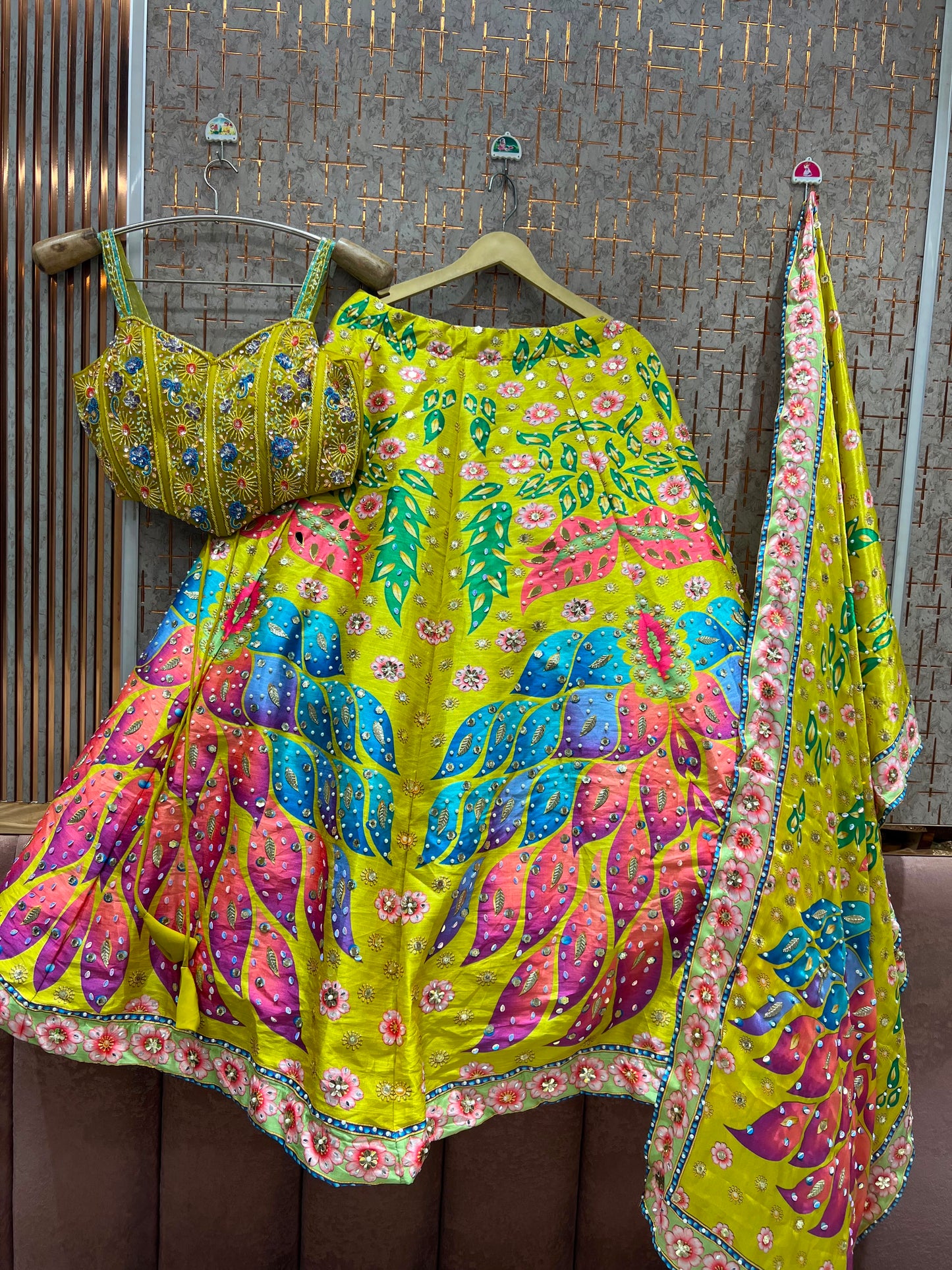 Lime Green Pdp Crop Top Lehenga