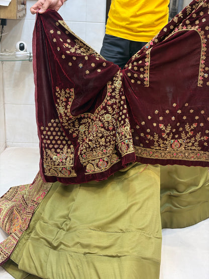 Designer maroon pistachio green Lehenga - Shopping World