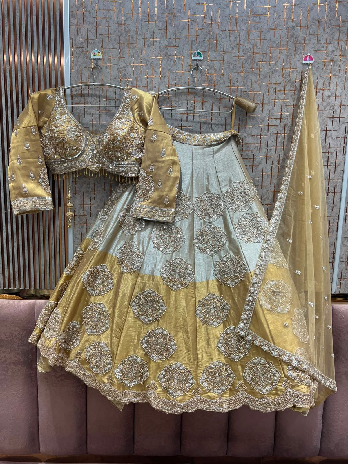 Silver Golden Crop Top Lehenga
