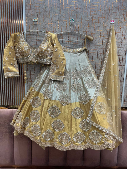 Silver Golden Crop Top Lehenga