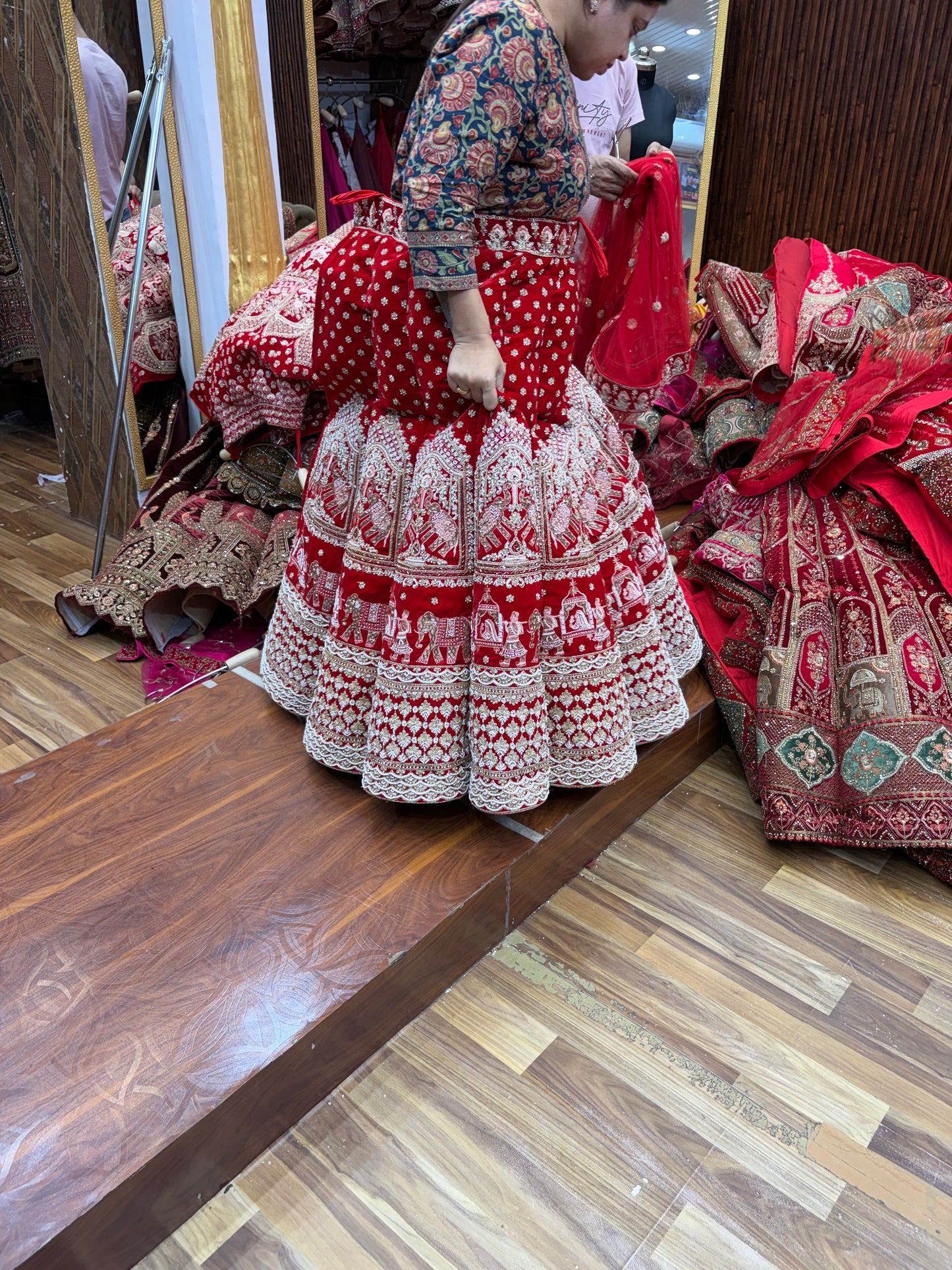 Red Doli Barat Heavy Ball Bridal Lehenga