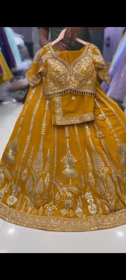 Yellow Crop Top Lehenga