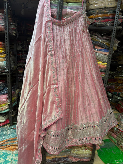 Attractive Pink Mirror Lehenga