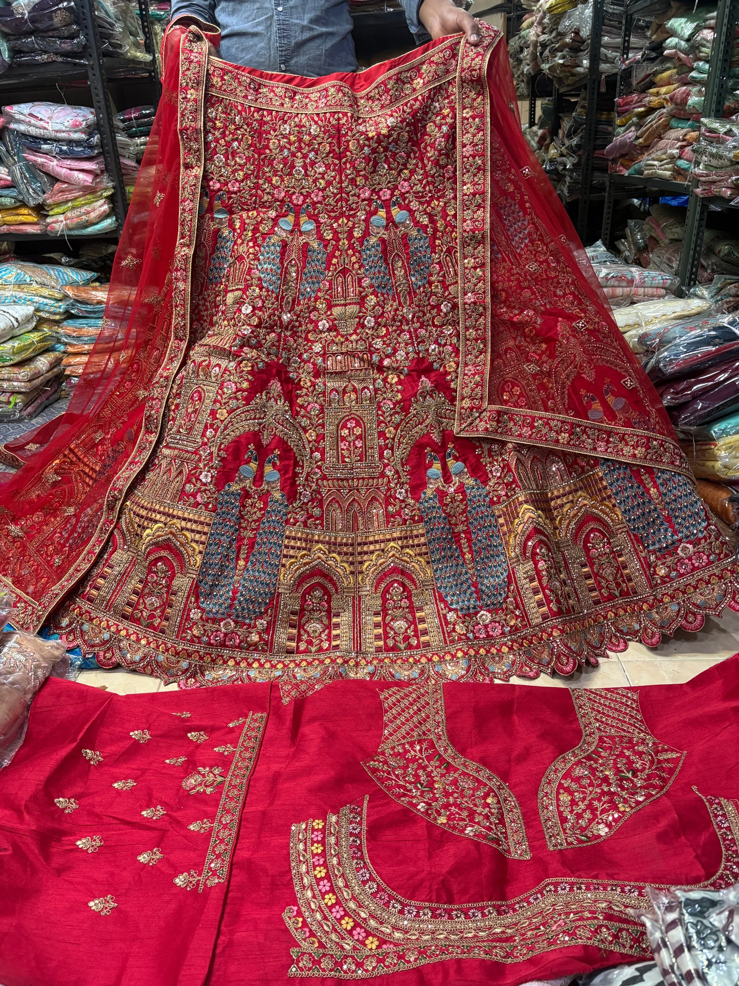 Gorgeous Rani pink peacock bridal Lehenga