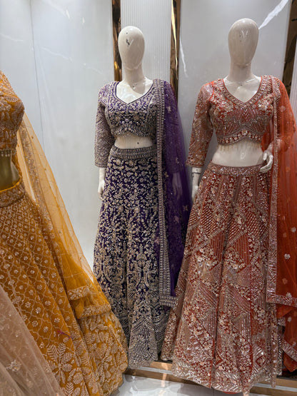 Attractive orange Crop top Lehenga