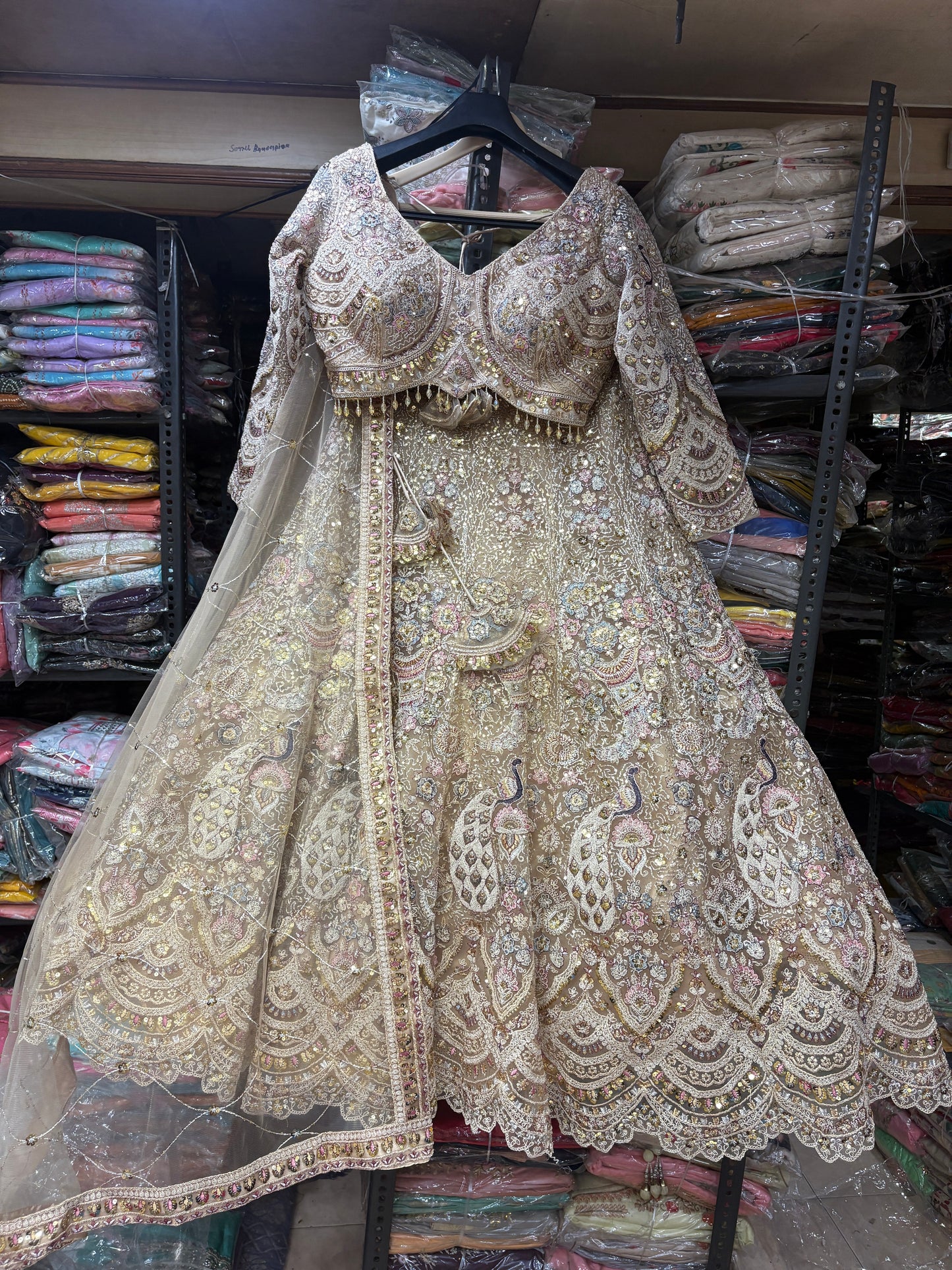 Good looking golden Crop top Lehenga