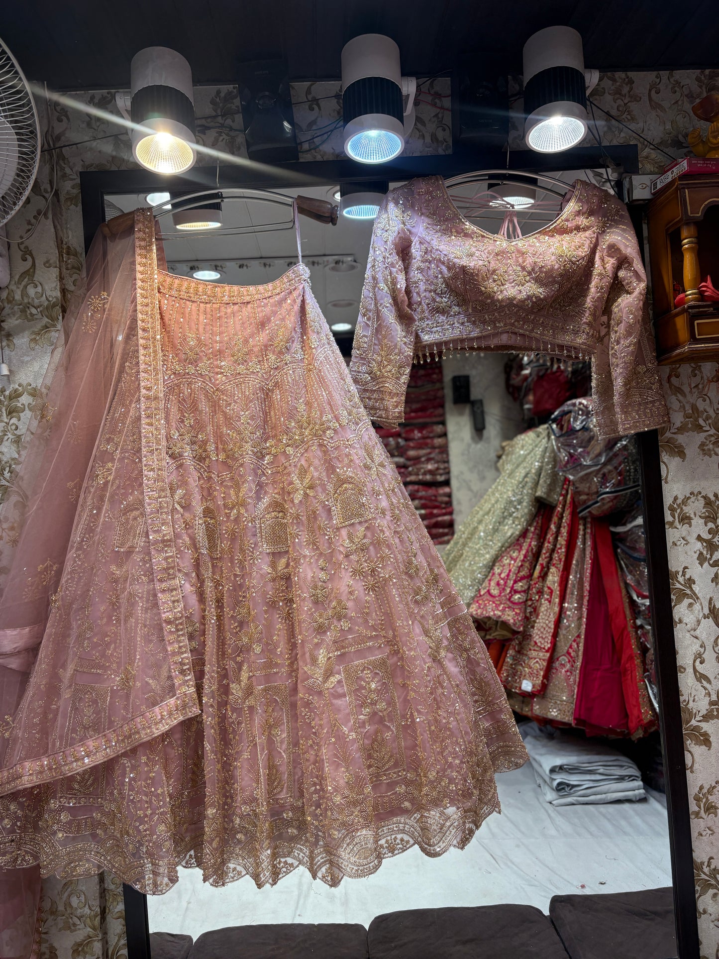 Awesome baby pink crop top Lehenga