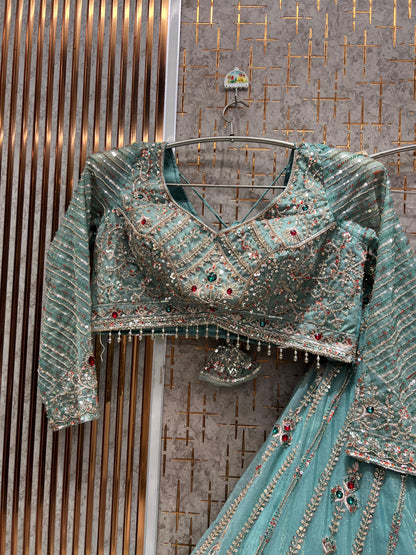 Pink Crop top Lehenga