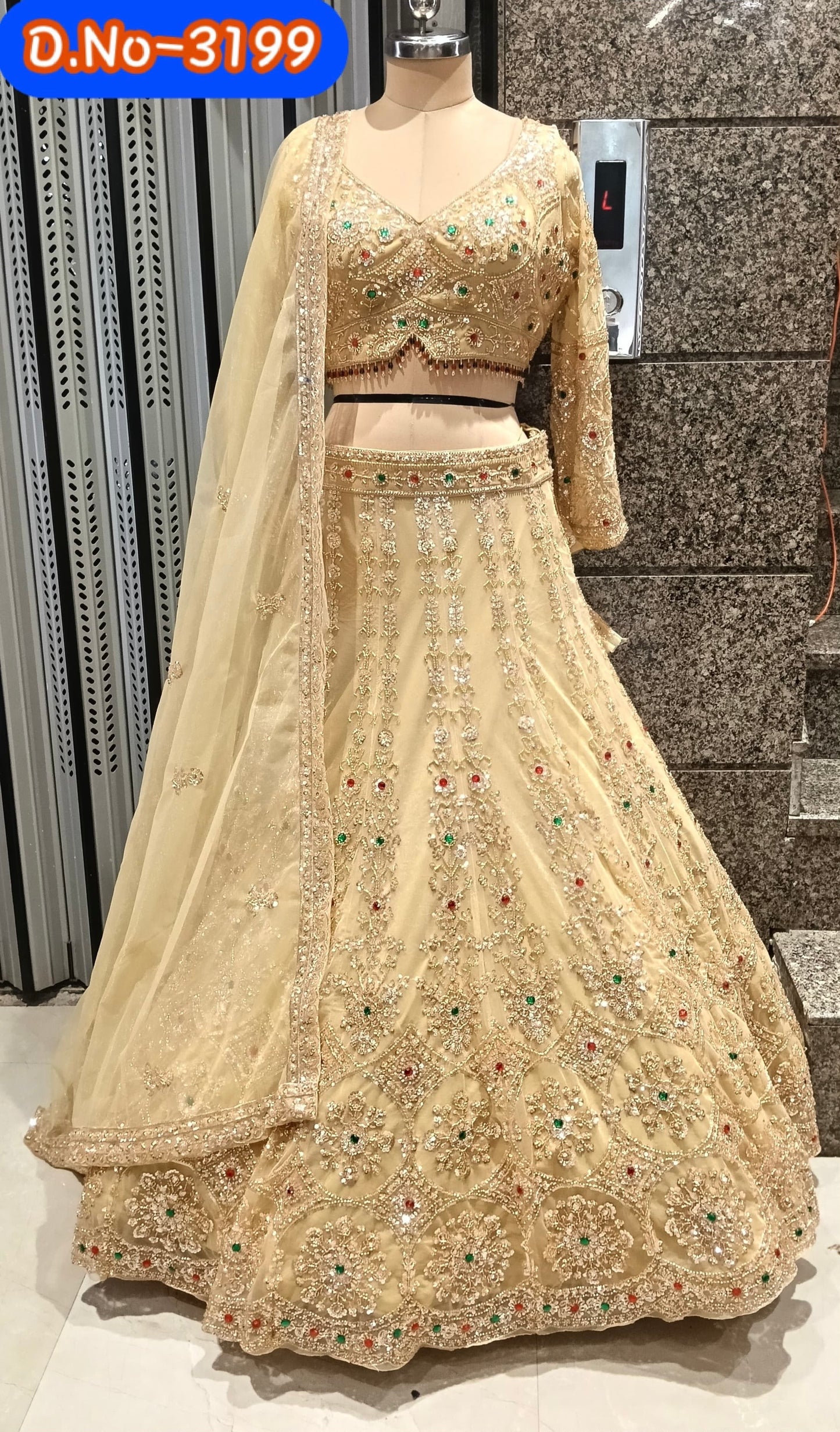 Yellow Haldi Mehendi jewellery theme Crop Top Lehenga
