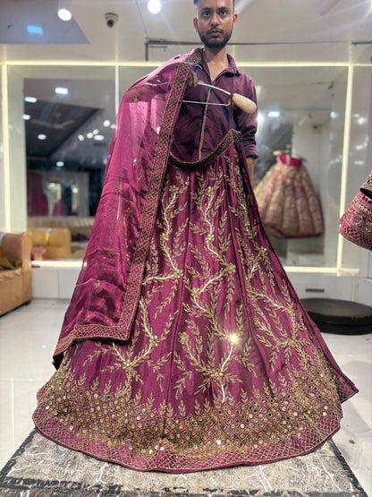 Attractive purple violet wine pink Lehenga
