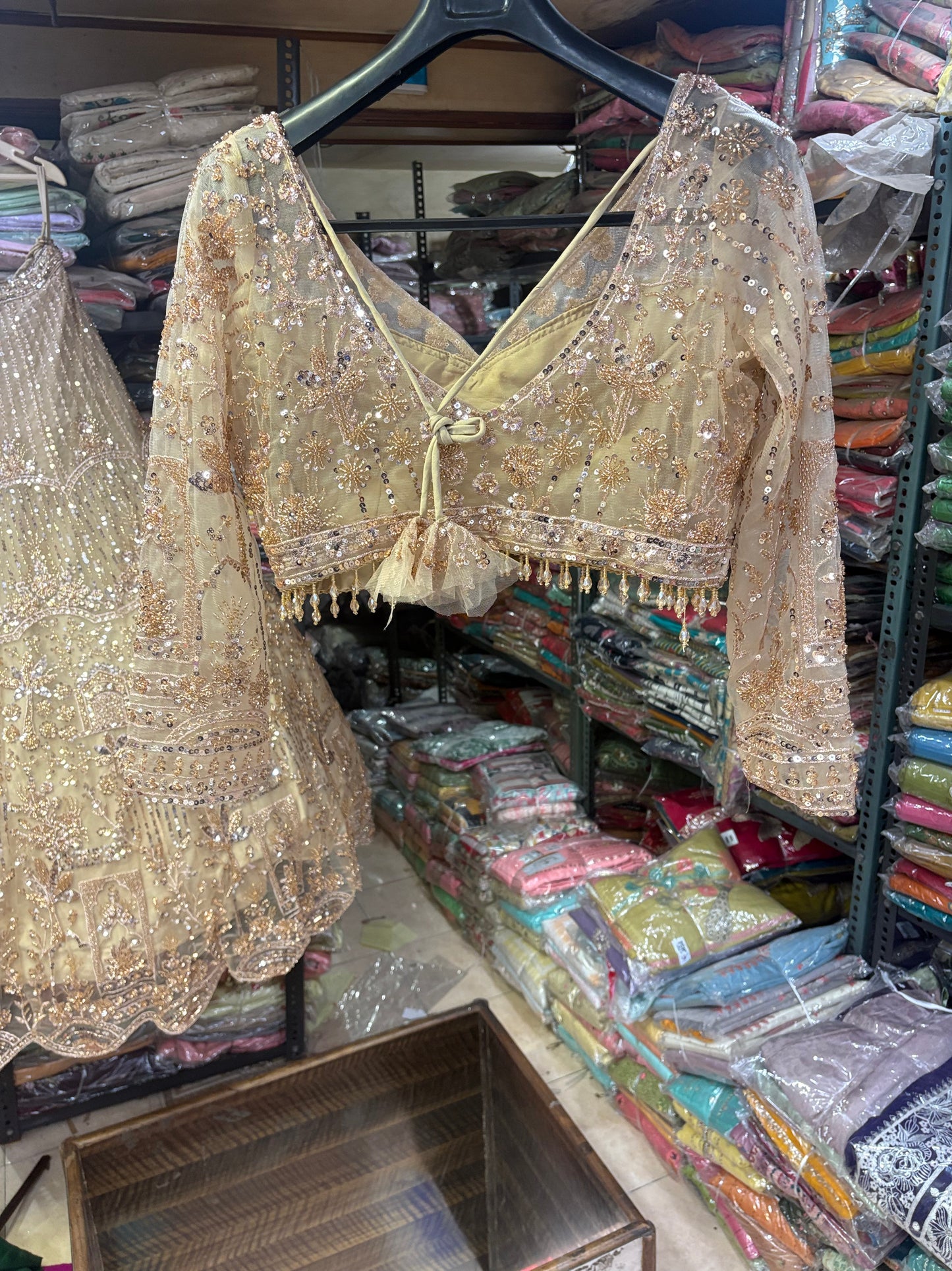 Gorgeous golden Crop Top  Lehenga
