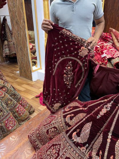 Peacock Maroon Ball Bridal Lehenga