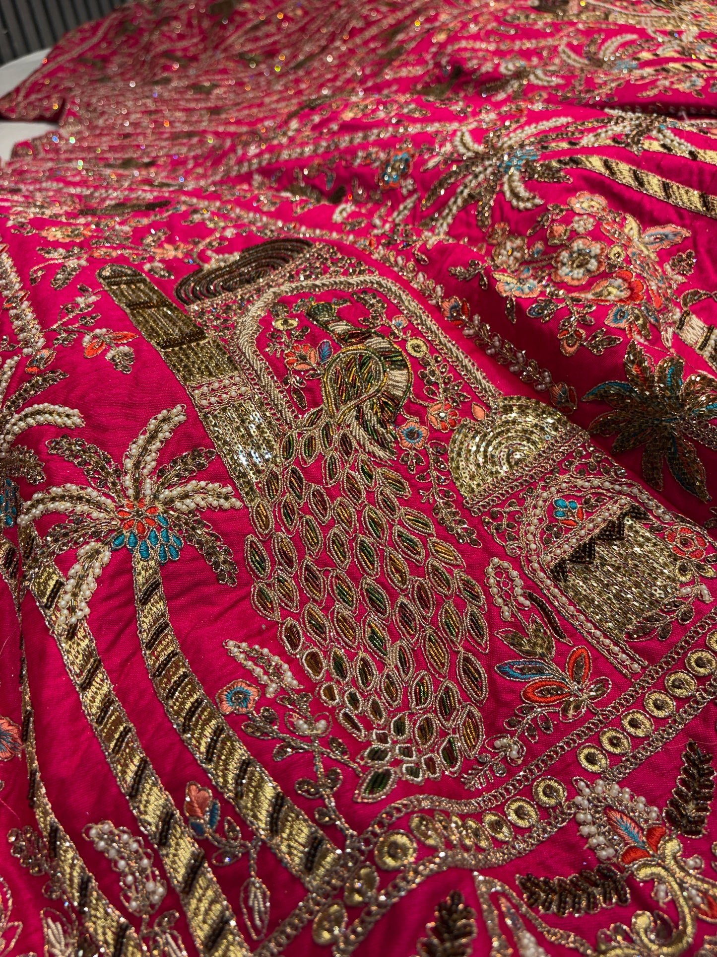 Khoobsurat rani pink peacock handwork bridal Lehenga