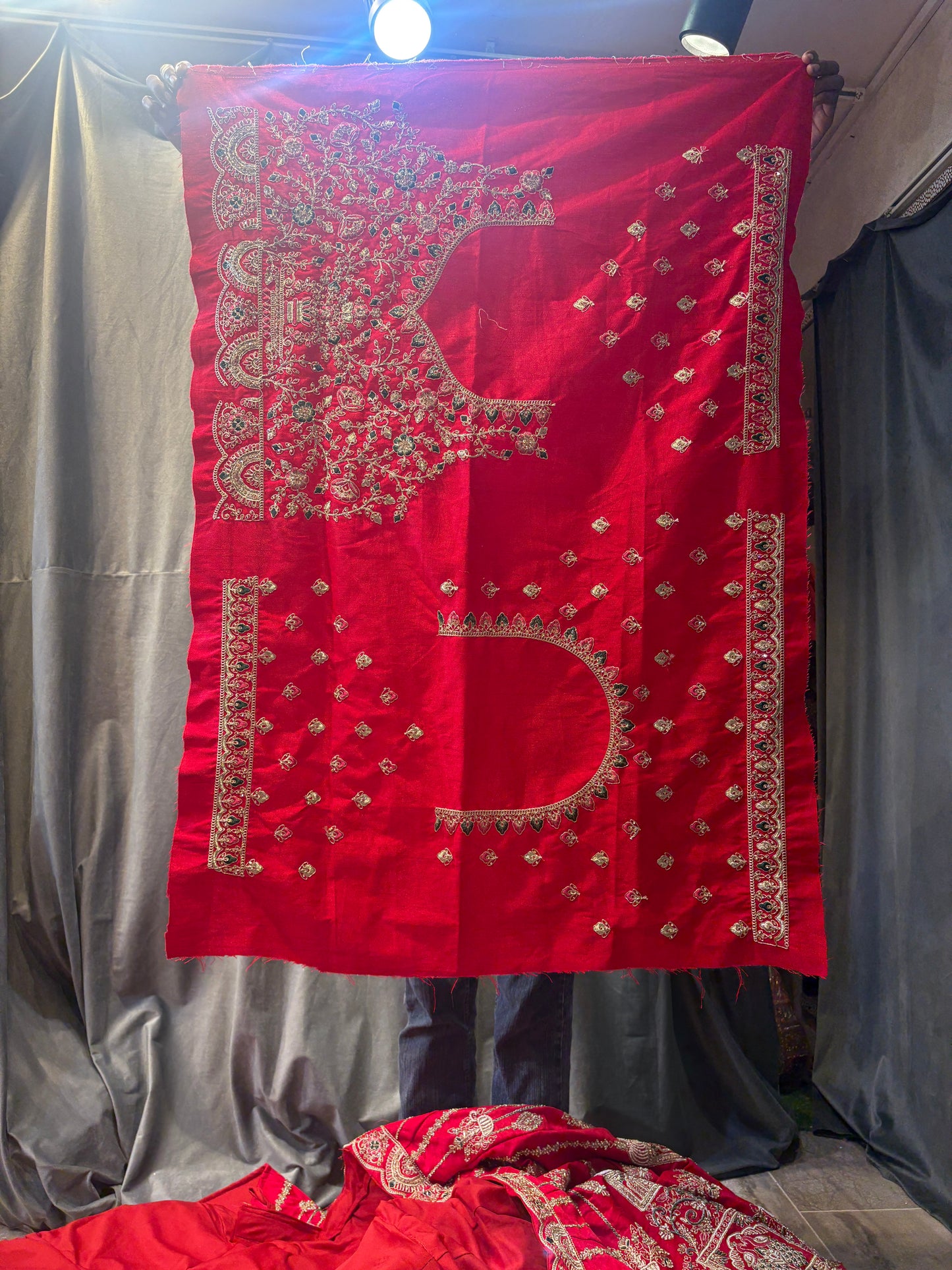 Designer Red peacock Crop Top Lehenga