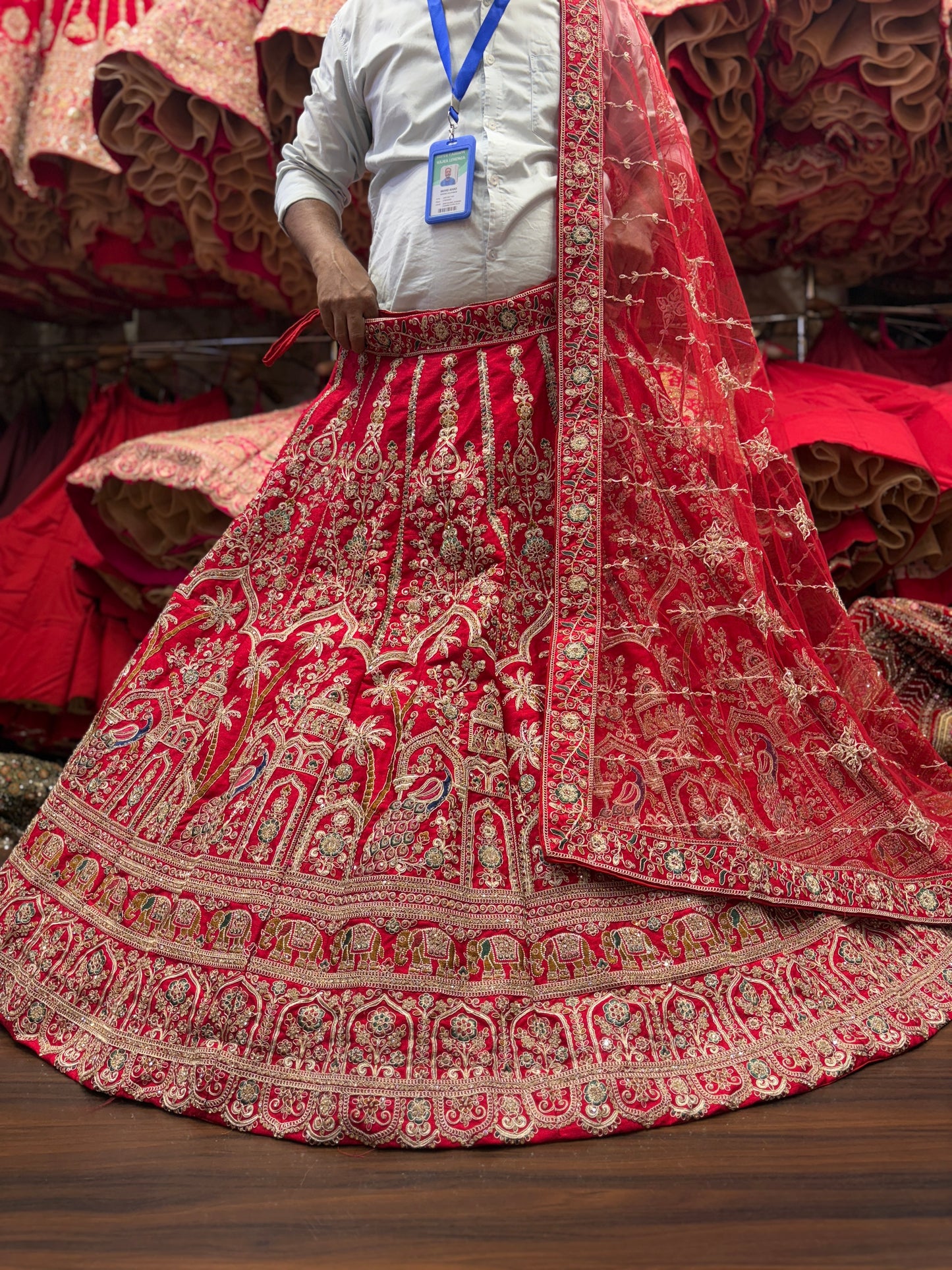 Lavishing red peacock bridal Lehenga