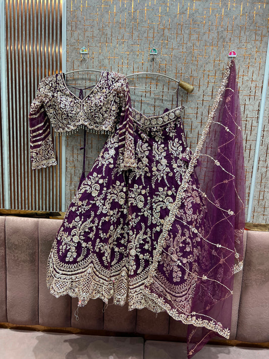 Purple Crop Top Lehenga