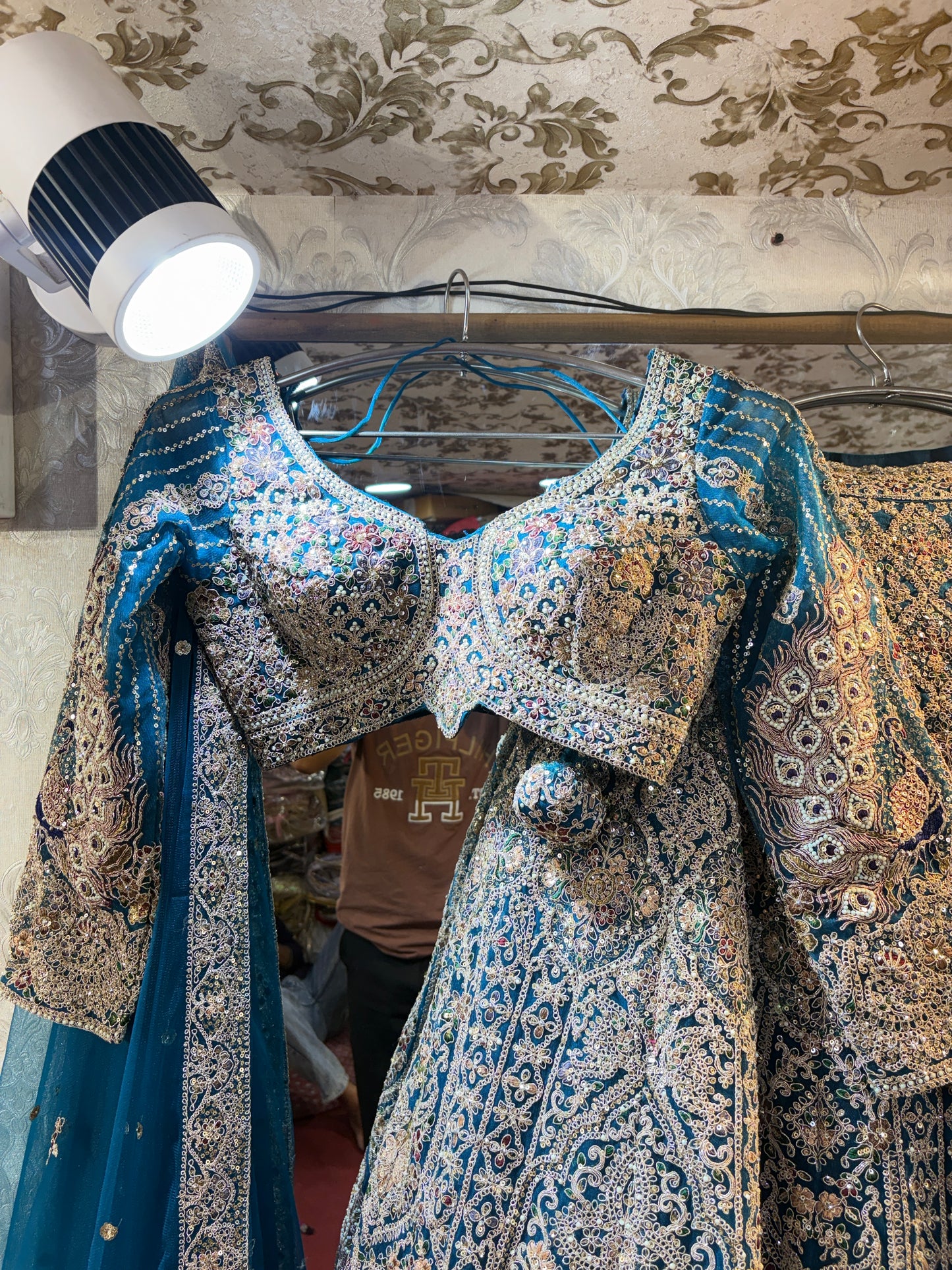 Something different Sky blue crop top Lehenga