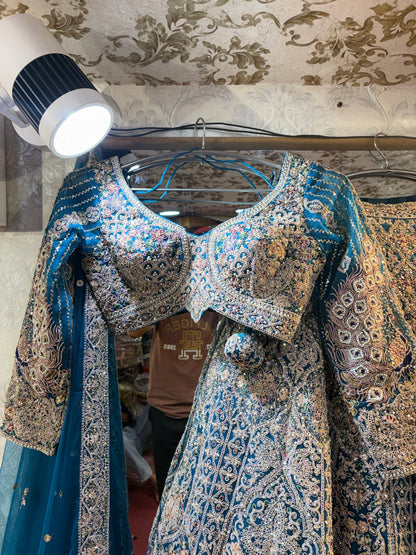 Something different Sky blue crop top Lehenga