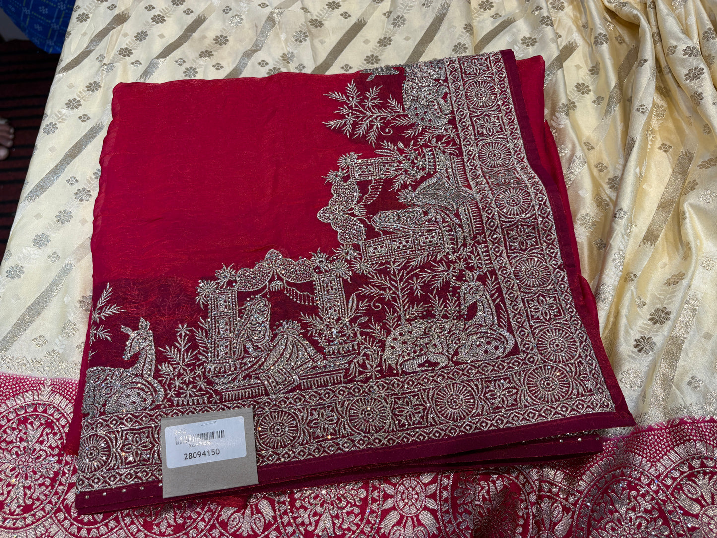 Astonishing silk banarasi kanjivaram white maroon saree