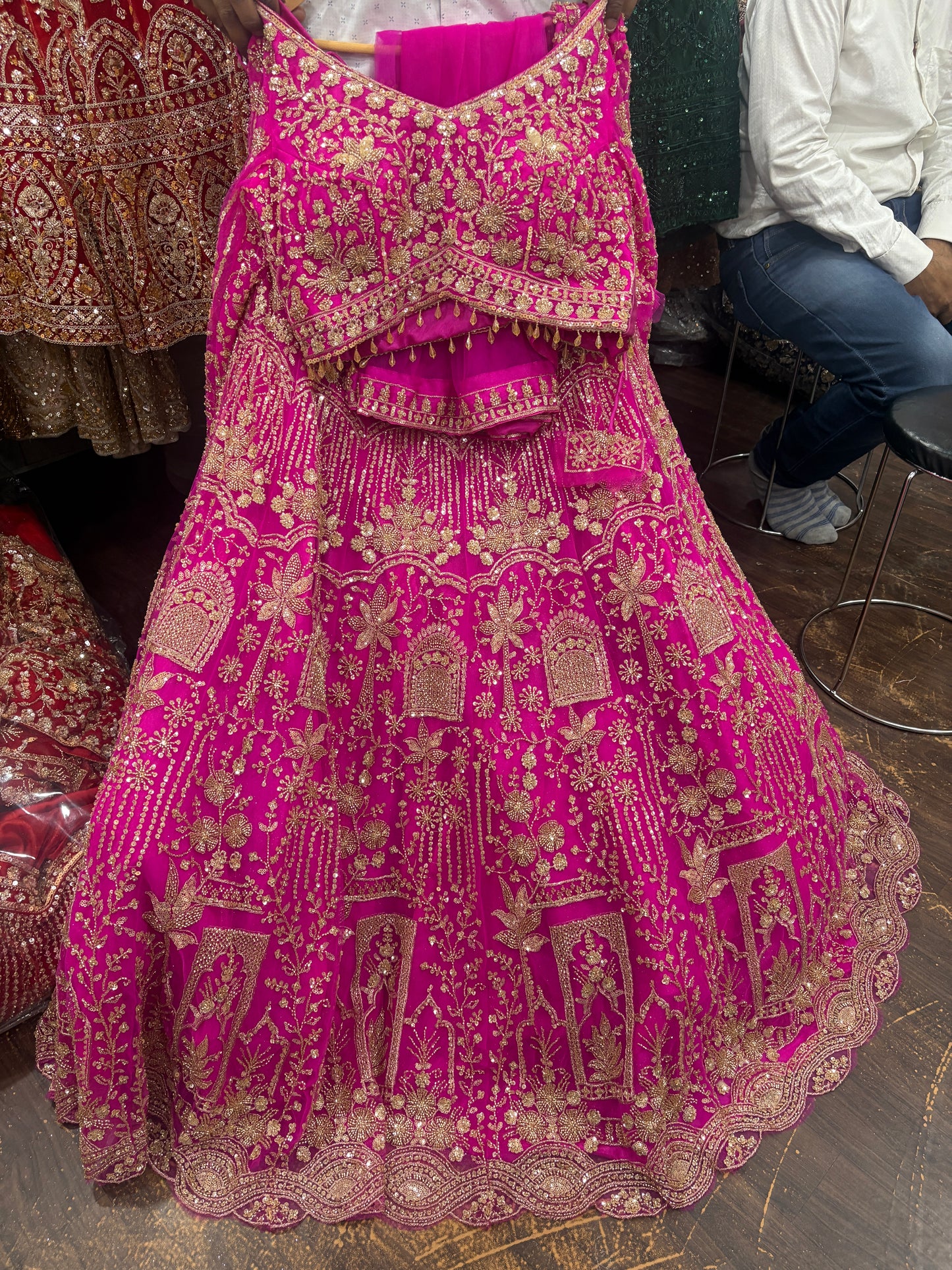 12 kali Light work Elegant hot pink crop top Lehenga