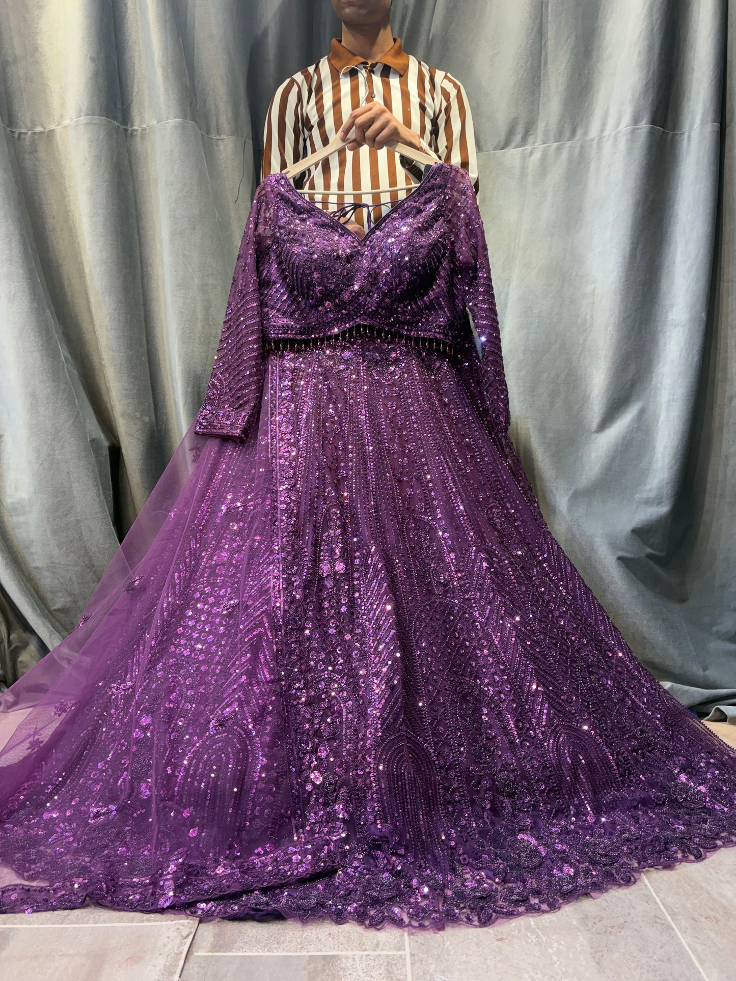 Delightful purple Crop Top Lehenga