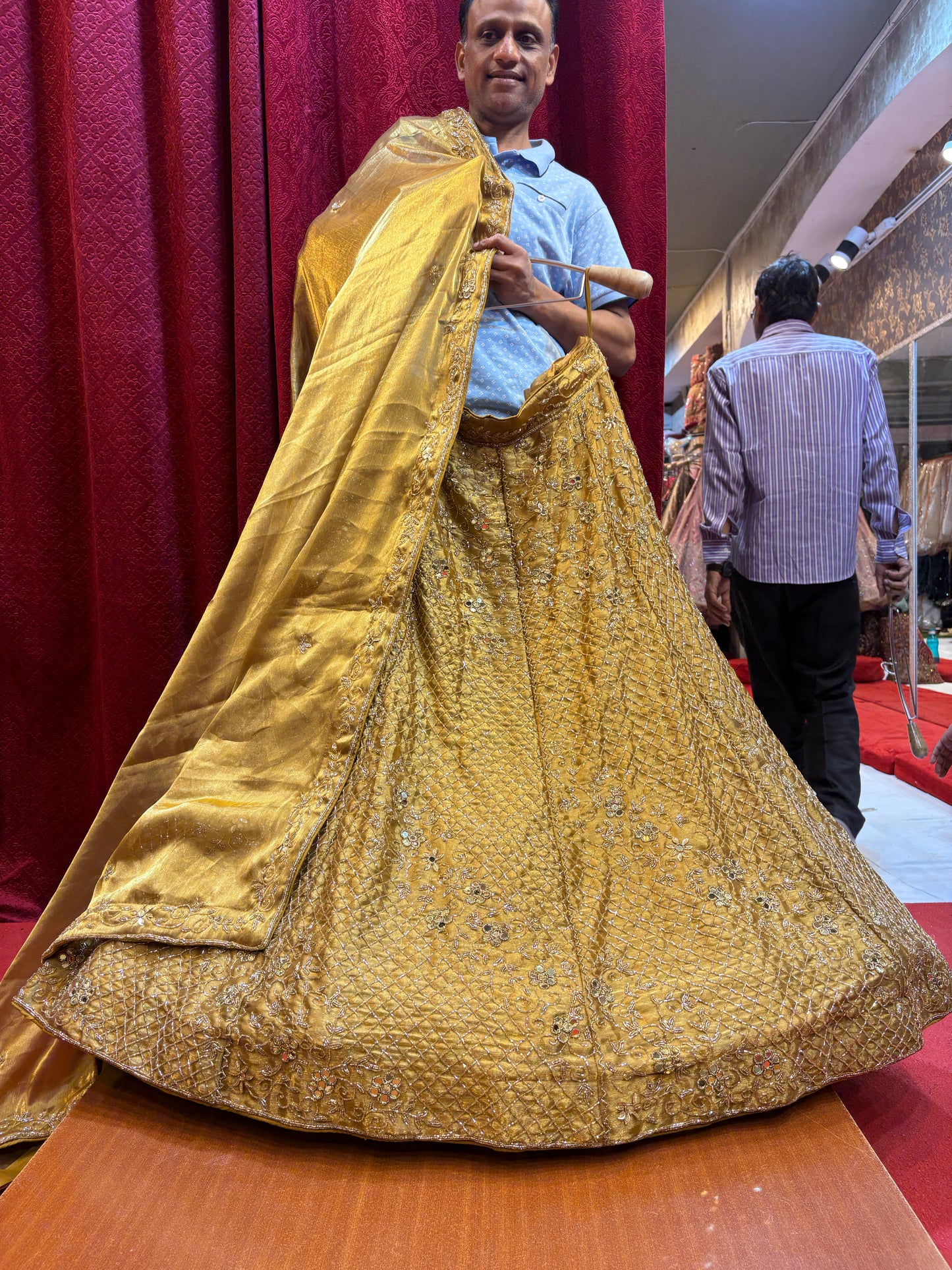 Majestic golden yellow haldi mehendi Lehenga