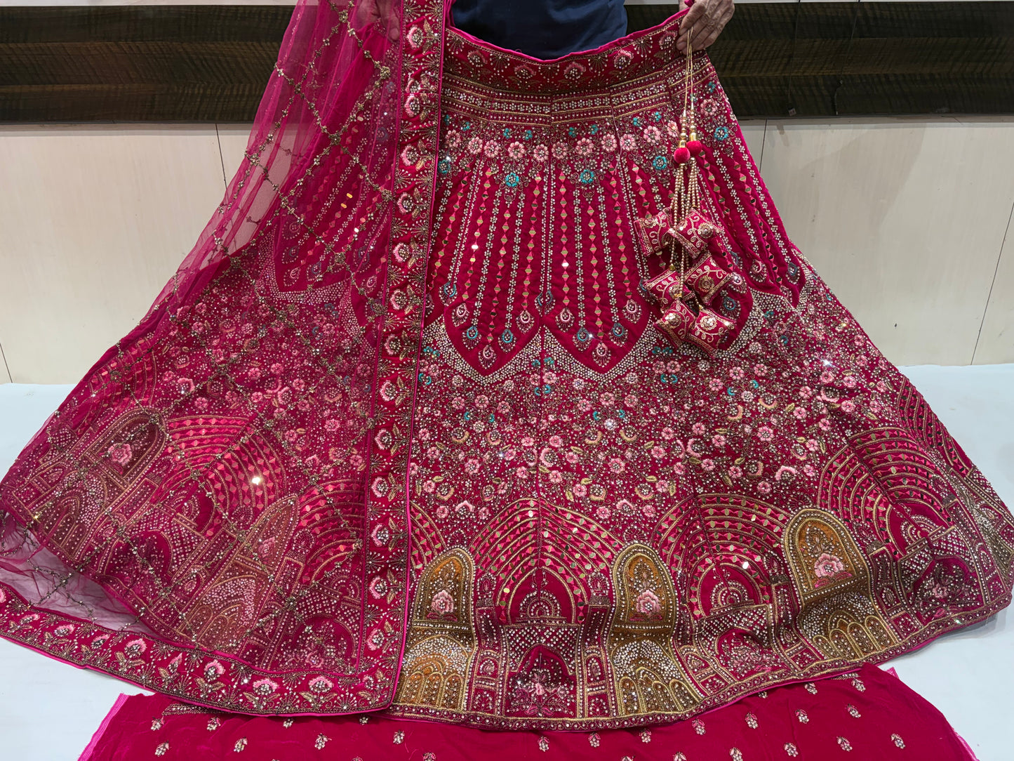 Khoobsurat Red Jhumka bridal Lehenga