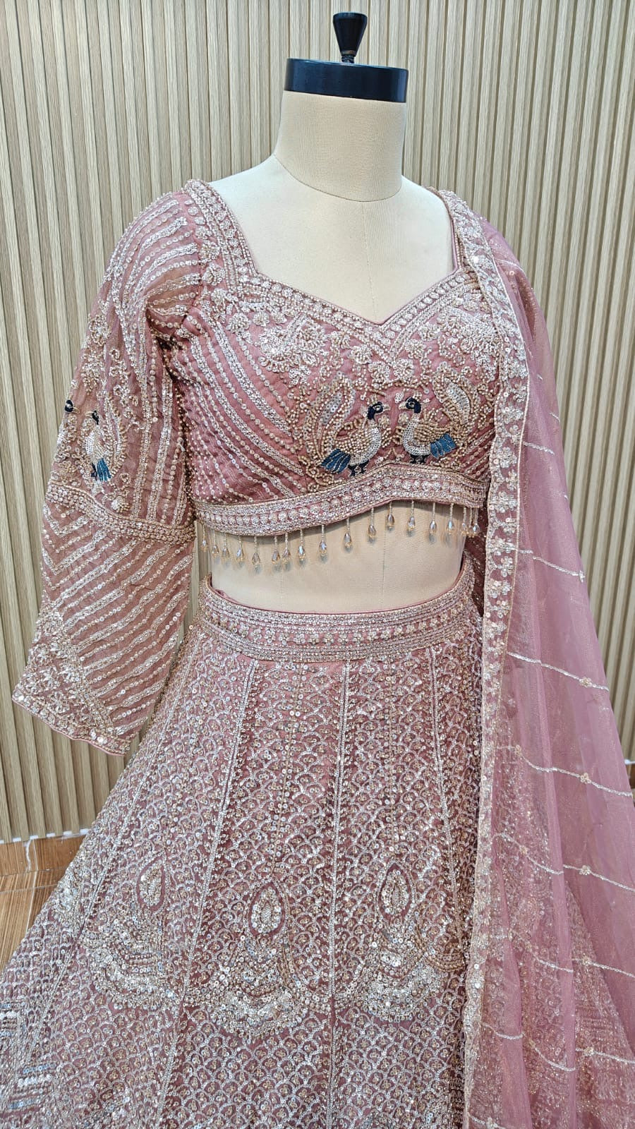 Blue pink Crop top Lehenga
