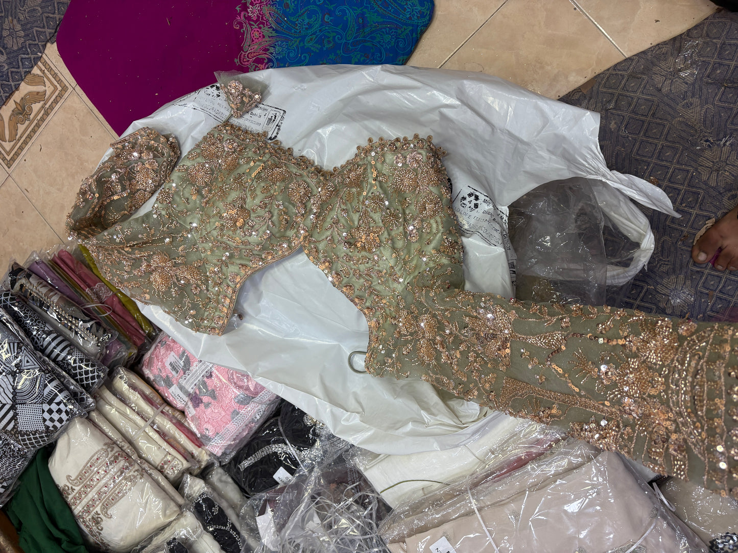 16 kali Engaging pista green crop top Lehenga